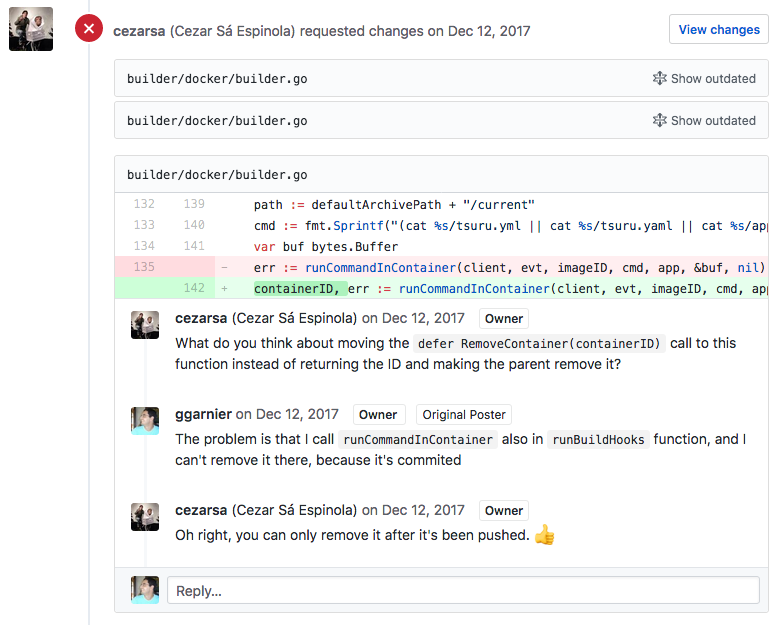 A pull request discussion
